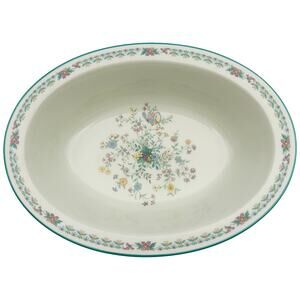 Vintage Noritake Japan Paradise Green 8223 W80 Floral 10" Oval Vegetable Bowl